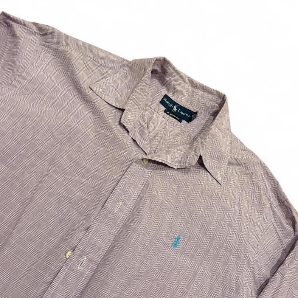 Polo Ralph Lauren Mens Classic Fit Purple Plaid Button Down Shirt 16.5 34/35